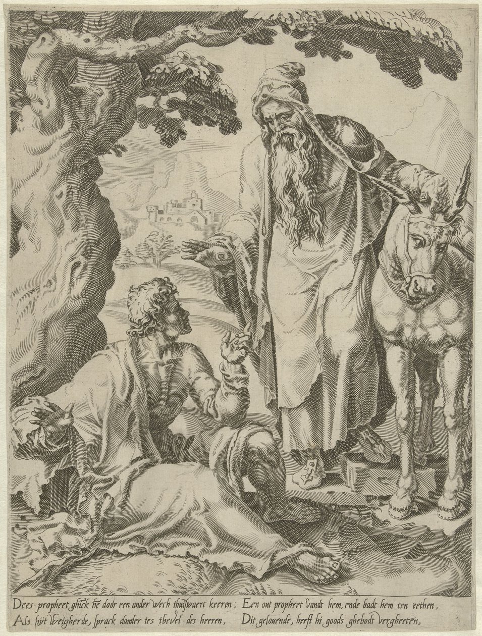 Invitación del Profeta al Hombre de Dios Historia del hombre desobediente de Dios (título de la serie) de Dirck Volckertsz. Coornhert (attributed to)