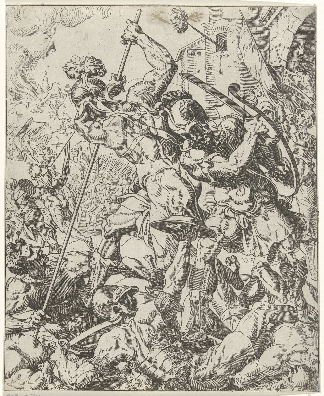 Huida del ejército asirio Judit y Holofernes (título de serie) de Dirck Volckertsz. Coornhert (attributed to)
