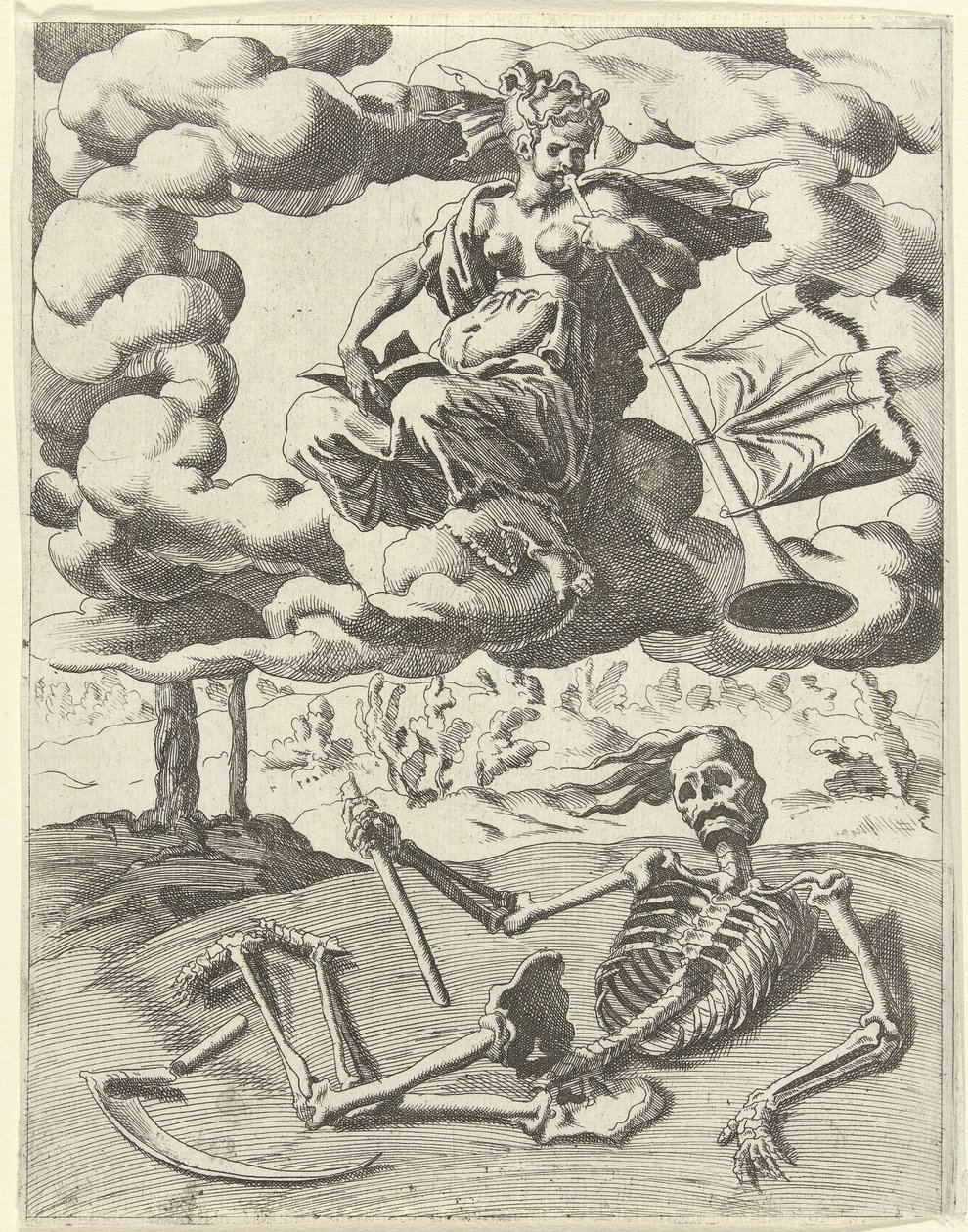 La fama vence a la muerte Triunfos de Petrarca (título de la serie) de Dirck Volckertsz. Coornhert (possibly)
