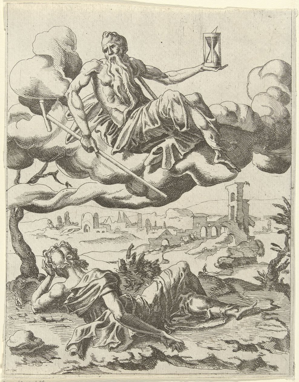 El tiempo conquista la fama Triunfos de Petrarca (título de la serie) de Dirck Volckertsz. Coornhert (possibly)