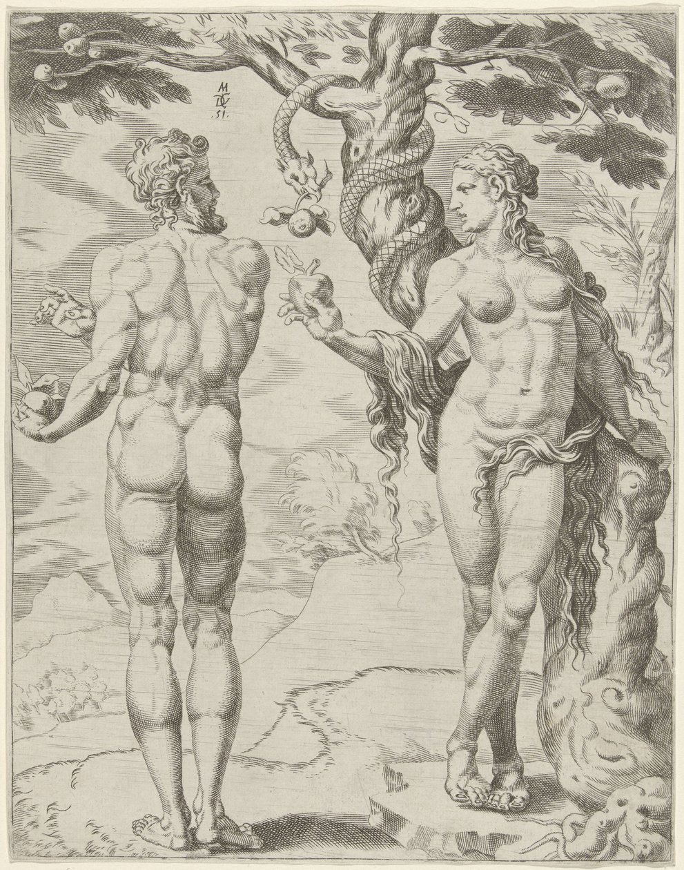 Adán y Eva Listas de mujeres (título de la serie) de Dirck Volckertsz. Coornhert
