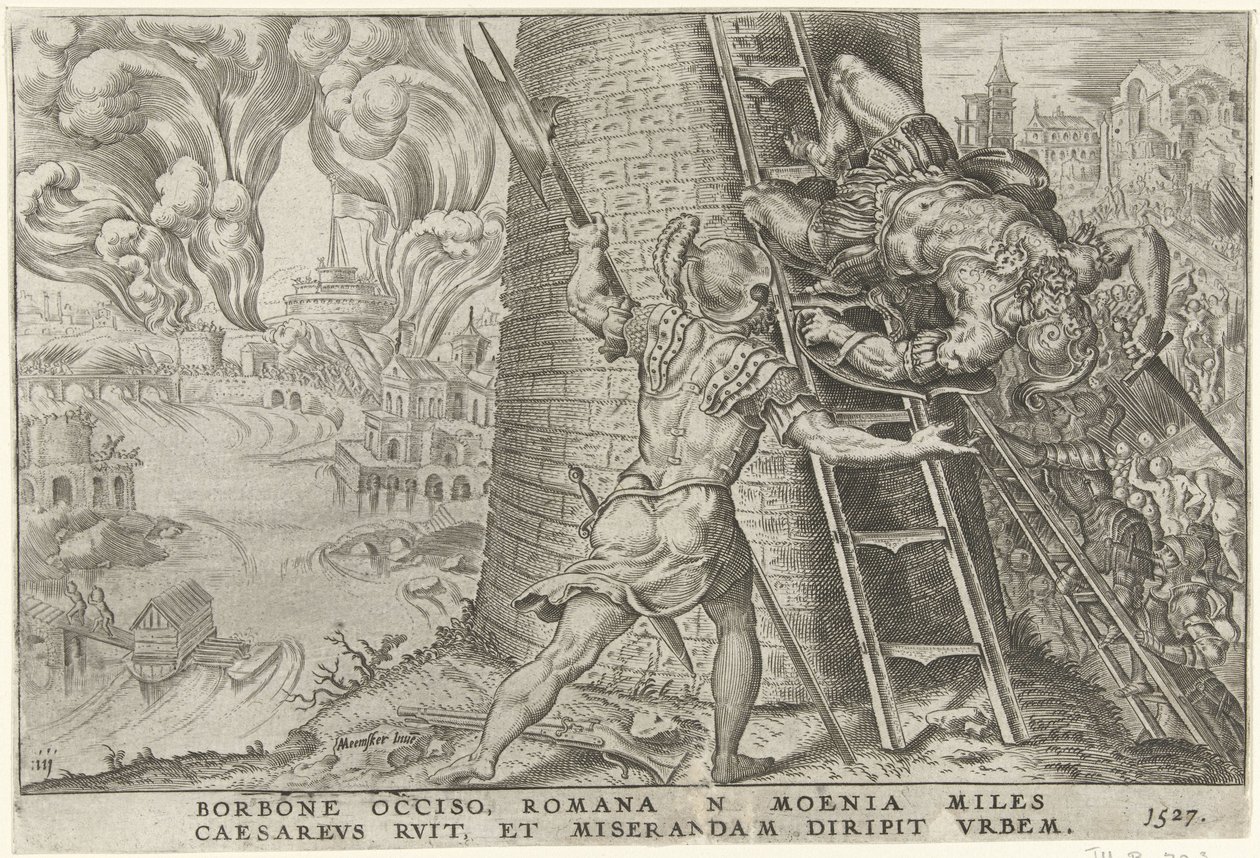 Toma de Roma, 1527 Overwinen van Karel V (título de la serie) Carlos el Grande imp. optar. máx. victoria, la más importante de muchas (título de la serie) de Dirck Volckertsz. Coornhert