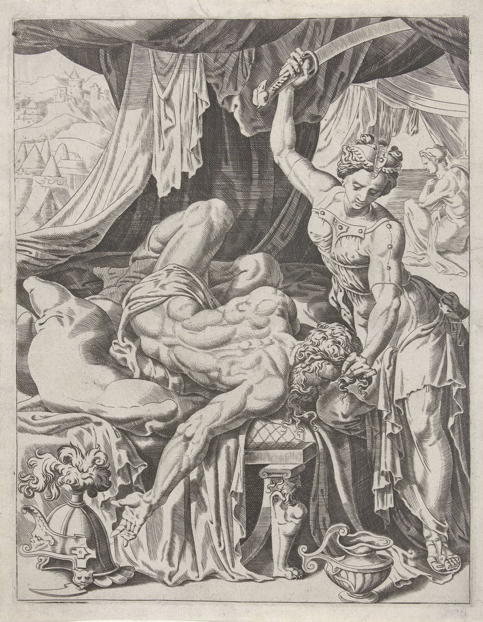 Judith le corta la cabeza a Holofernes Listas de mujeres (título de la serie) de Dirck Volckertsz. Coornhert