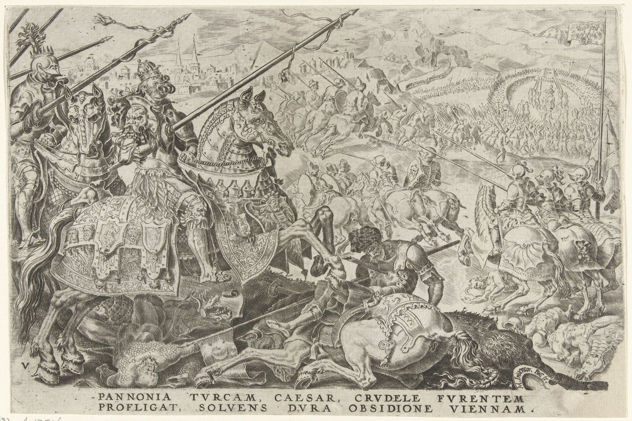 Relieve de Viena, 1529 Victorias de Carlos V (título de la serie) Divi Caroli. v. imp. optar. max victoriae, ex multis praecipuae (título de la serie) de Dirck Volckertsz. Coornhert
