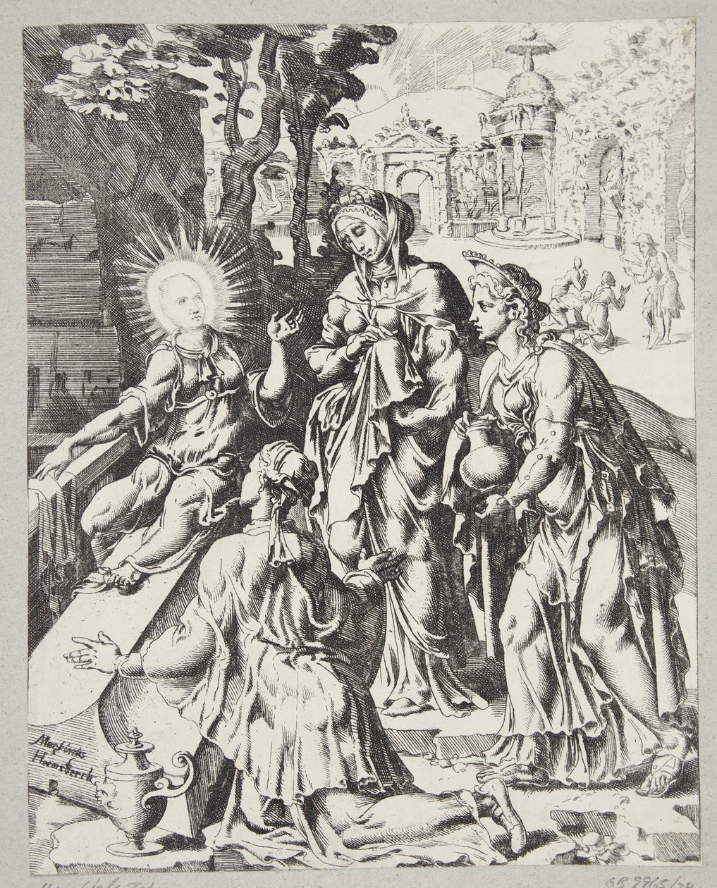 Las tres santas mujeres en el sepulcro de Dirck Volckertsz. Coornhert