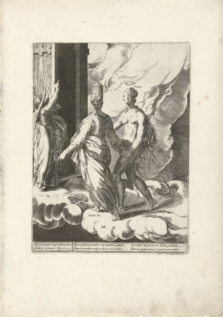 El cielo está abierto a la verdadera iglesia de Dios. Triunfo de la verdad (título de la serie) de Dirck Volckertsz. Coornhert