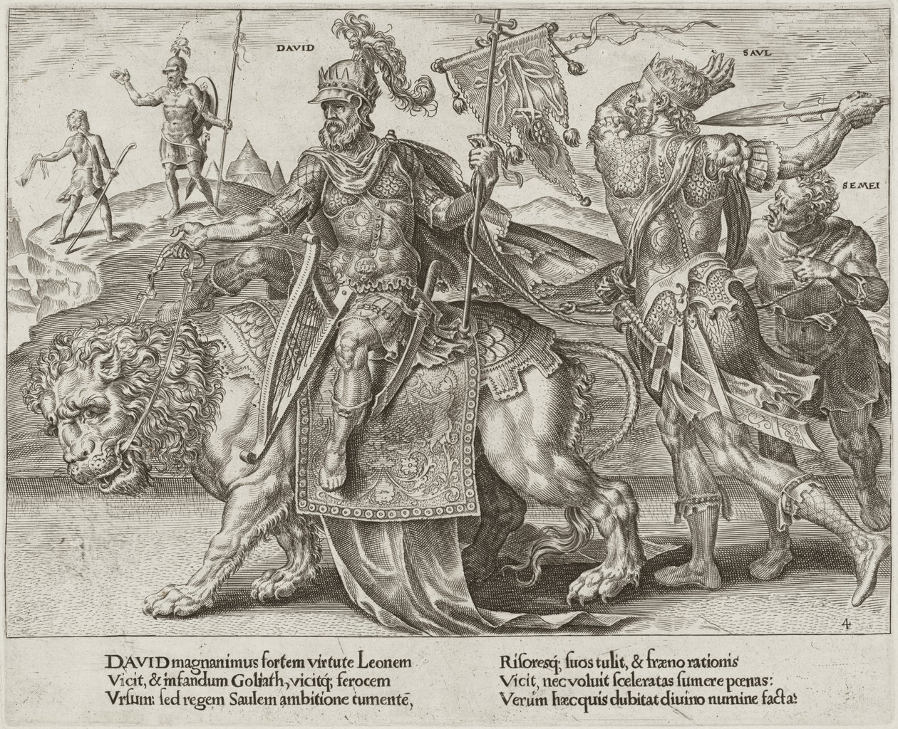 El triunfo de David de Dirck Volckertz Coornhert after Maerten van Heemskerck