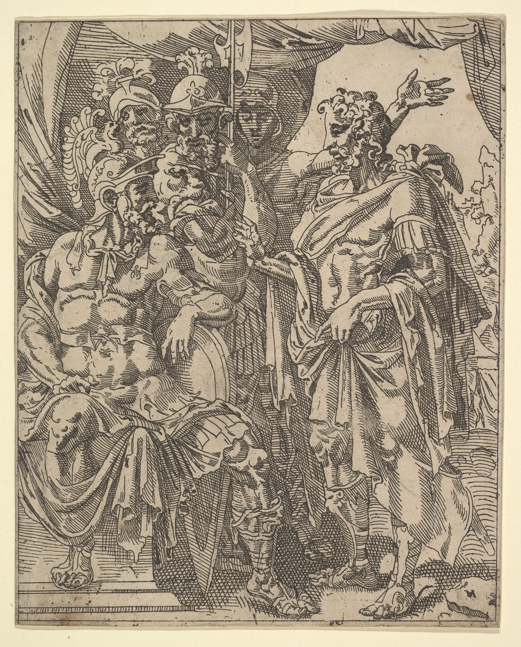 Achior Suplicando a Holofernes por los Israelitas, de La Historia de Judith y Holofernes de Dirck Volkertsen Coornhert