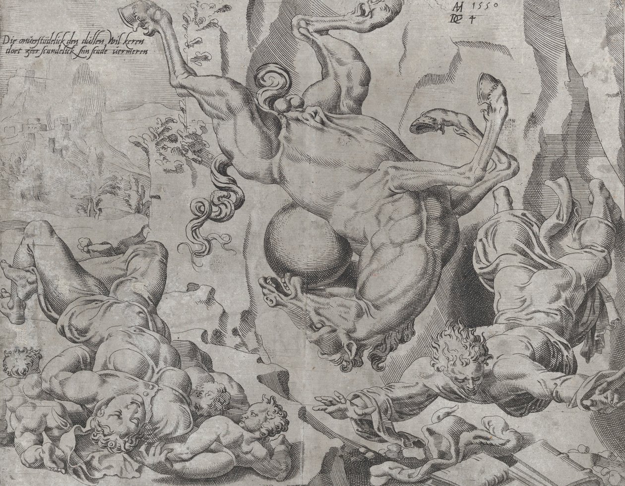 El Mundo Pereciendo Junto con el Conocimiento y el Amor, de El Mundo Desenfrenado, placa 4, 1550 de Dirck Volkertsen Coornhert