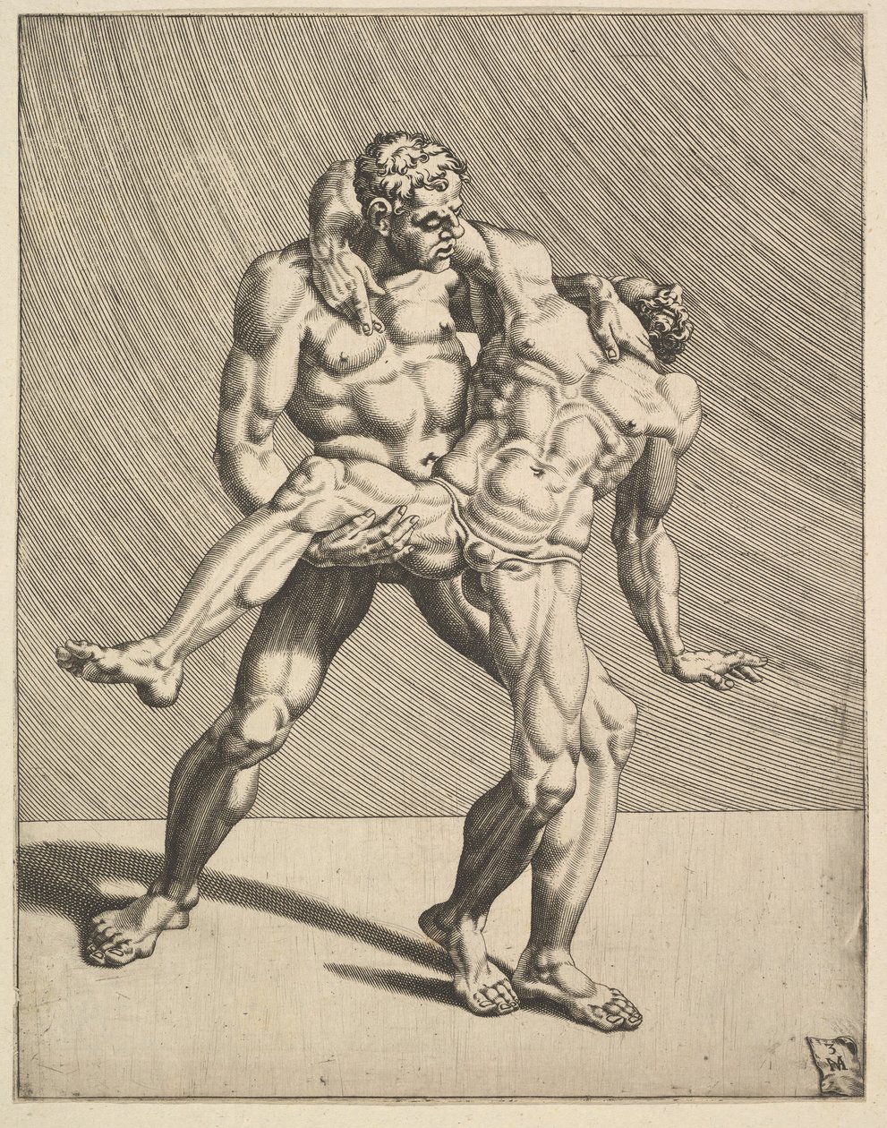Luchadores, de Luchadores, lámina 3 de Dirck Volkertsen Coornhert