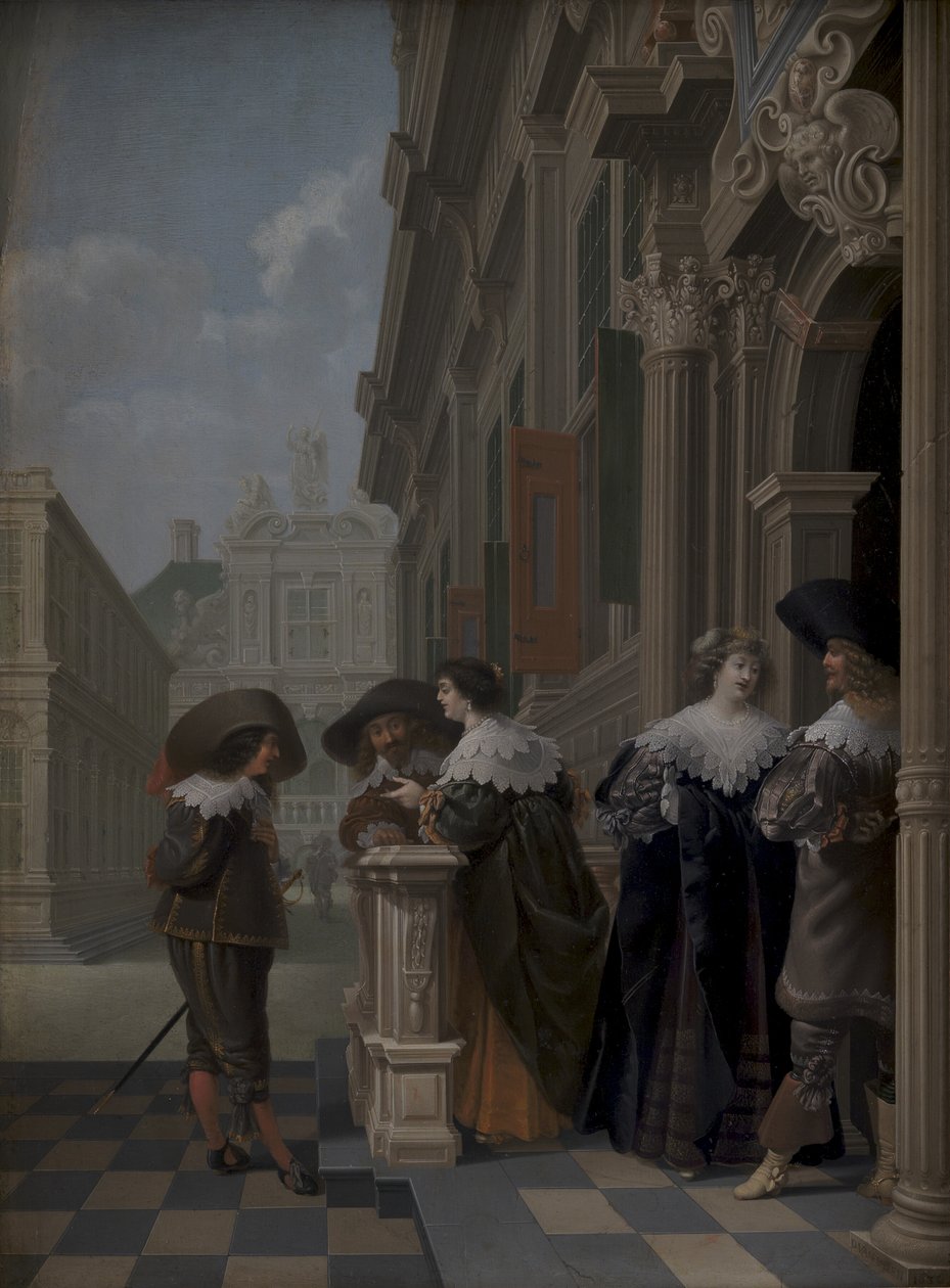 Conversación fuera de un palacio de Dirck van Delen