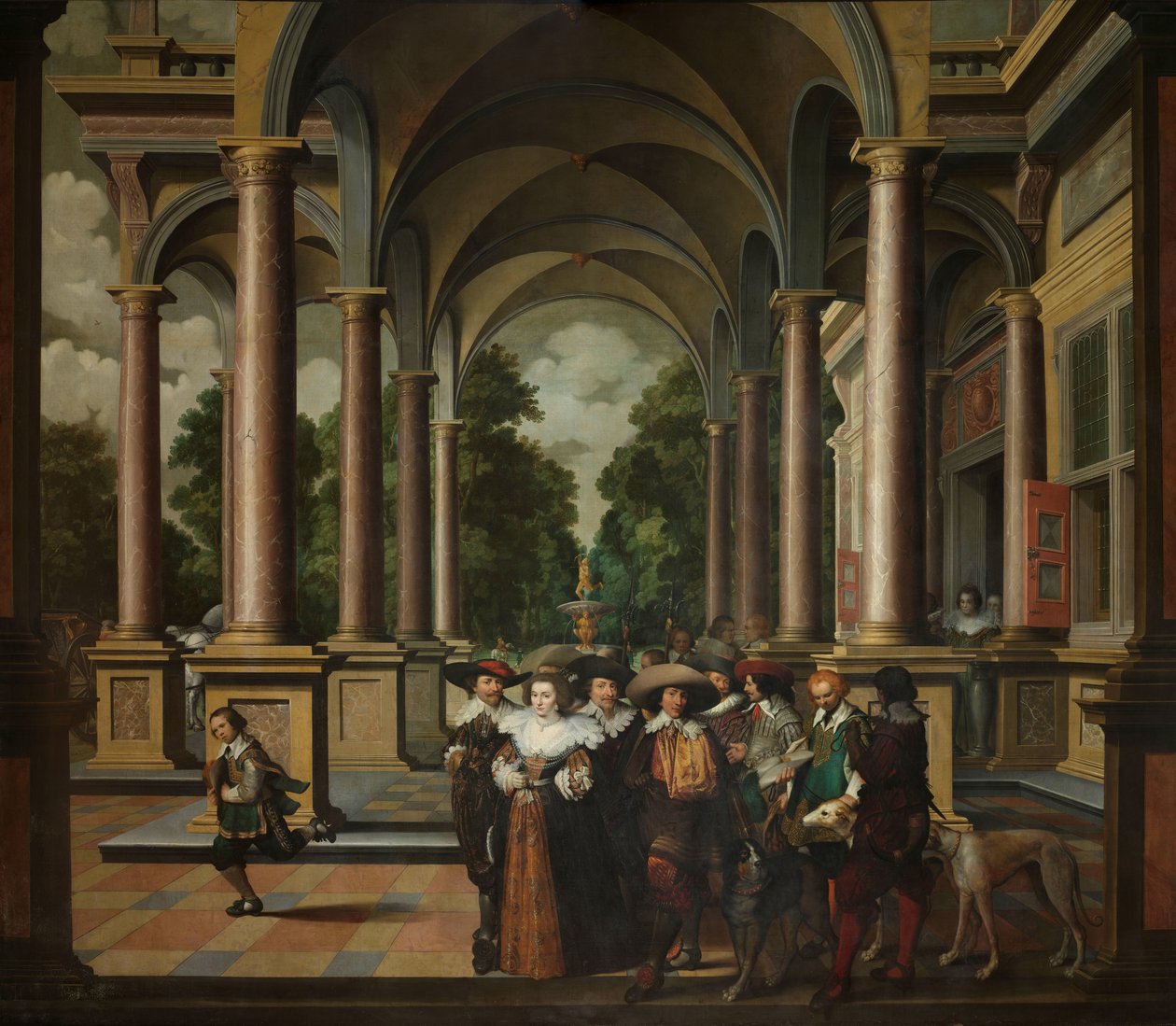 Galería de un Palacio con Arquitectura Ornamental y Columnas
Una secuencia decorativa de siete partes: Galería de un Palacio con Arquitectura Ornamental y Columnas de Dirck van Delen