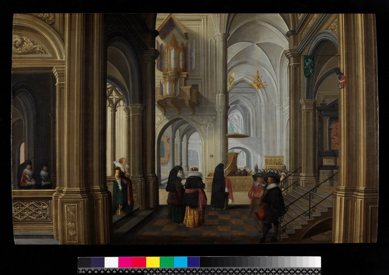 Interior de una iglesia, 1628 de Dirck van Delen