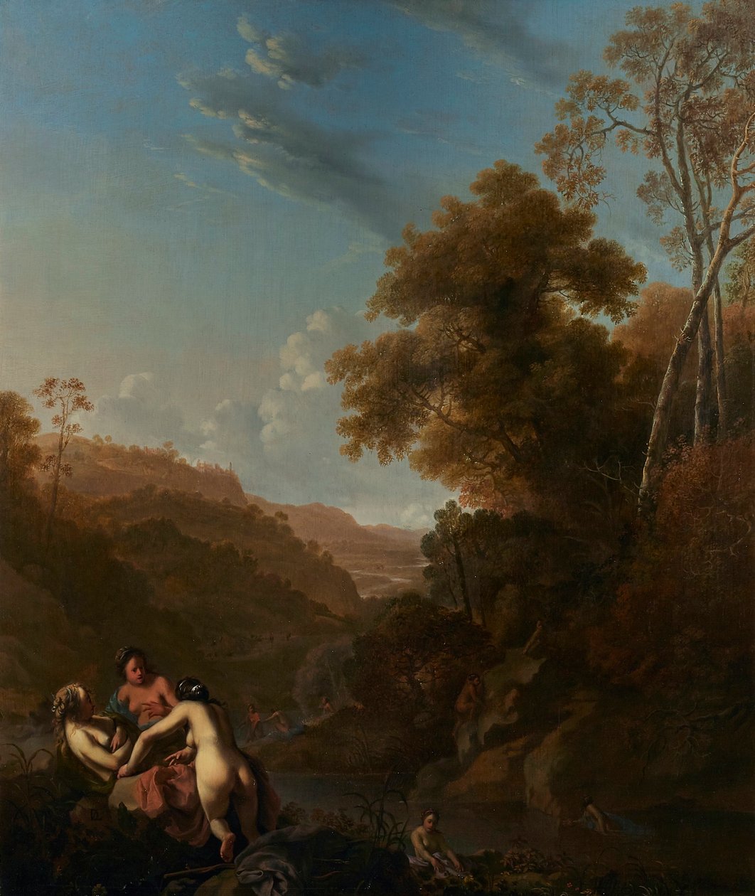 Neerlandés: Italianate landscape with nymphs bathing Italianate landscape with nymphs bathing de Dirck van der Lisse