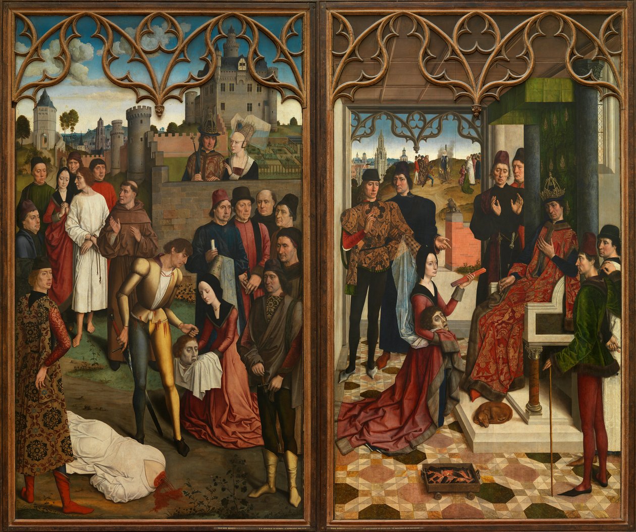Justicia del Emperador Otto III: Decapitación del Conde Inocente y Prueba de Fuego de Dirk Bouts