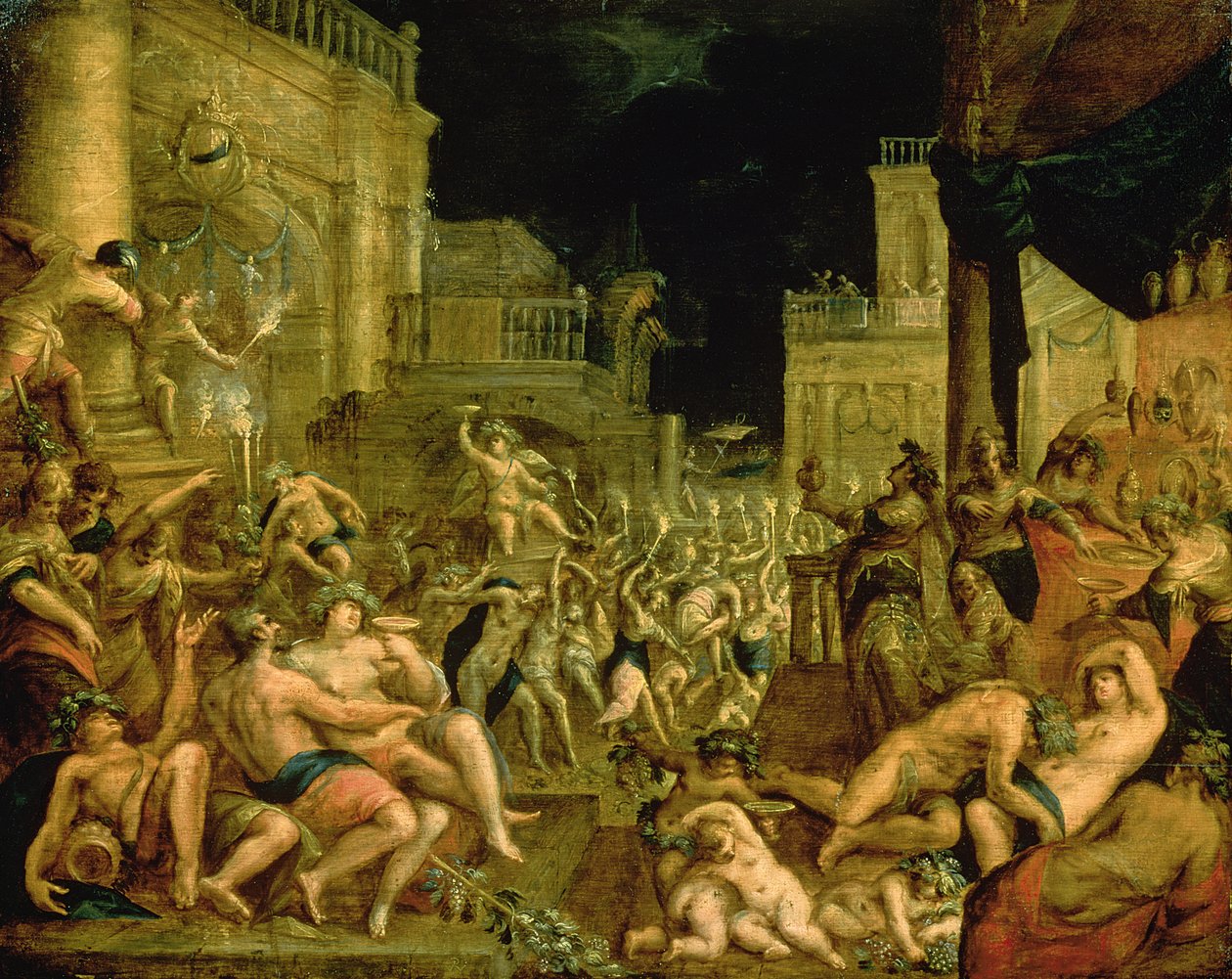 Baco en la corte de Midas de Dirk Valkenburg