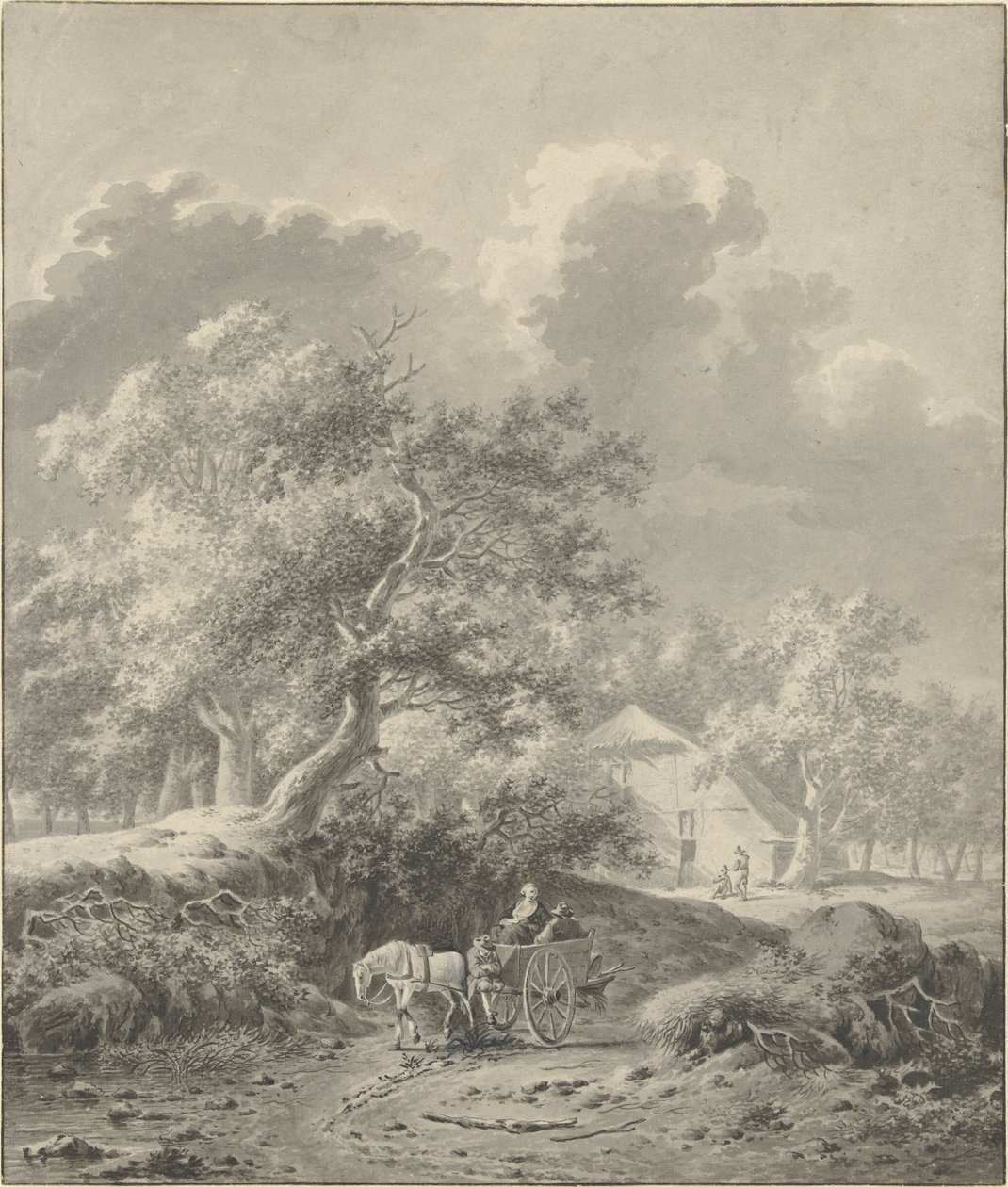 paisaje con caballo y carruaje de Dirk Jan van der Laan