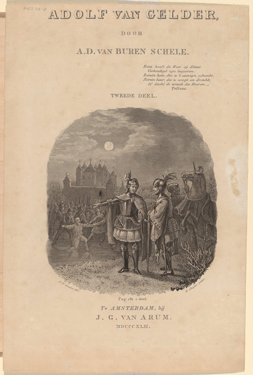 Página de título para "Adolf van Gelder" de A.D. van Buren Schele, Ámsterdam, 1842 de Dirk Jurriaan Sluyter