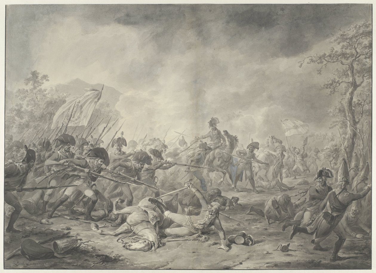 Captura del general ruso Hermann durante la batalla de Bergen, 1799 de Dirk Langendijk (signed by artist)