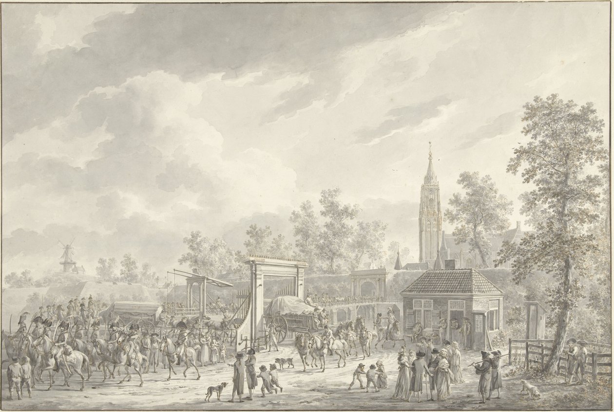 La salida de la guarnición de Amersfoort en 1790 de Dirk Langendijk (signed by artist)