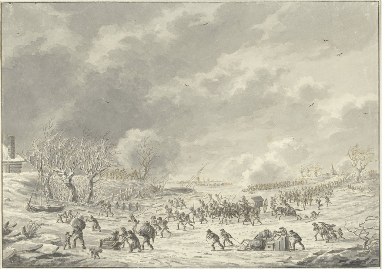 Los franceses cruzan el Waal cerca de Bommel, enero de 1795 de Dirk Langendijk
