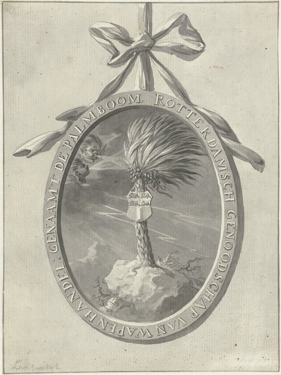 Emblema de la sociedad de ejercicios de Rotterdam De Palmboom, 1785. de Dirk Langendijk