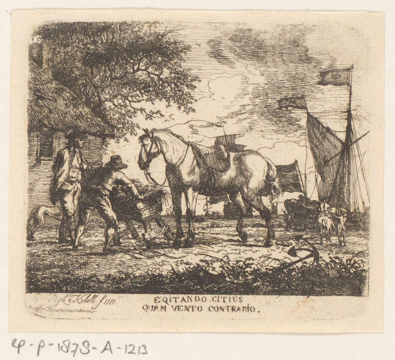 Alimentando al caballo Egitando citius quam vento contrario (título sobre objeto) de Dirk Langendijk