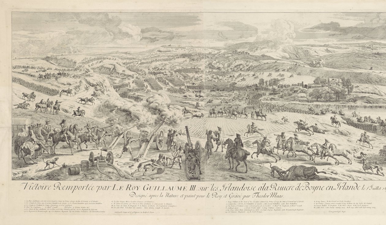 Slag bij Drogheda aan de Boyne, 1 de julio de 1690 Victoria ganada por Le Roy Guillaume III. sobre los irlandeses en el río Boyne en Irlanda el 1 de julio de 1690 (título sobre el objeto) de Dirk Maas