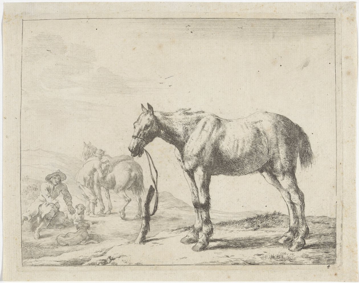 Caballo atado a un poste a la izquierda Caballos (título de la serie) de Dirk Stoop