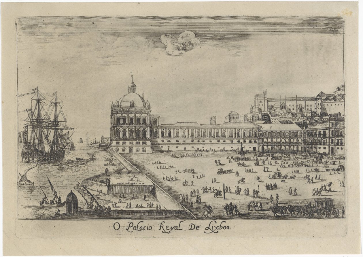 Vista del Palacio Real de Lisboa O Palacio Real de Lixboa (título sobre objeto) Vistas de Lisboa (título de la serie) de Dirk Stoop