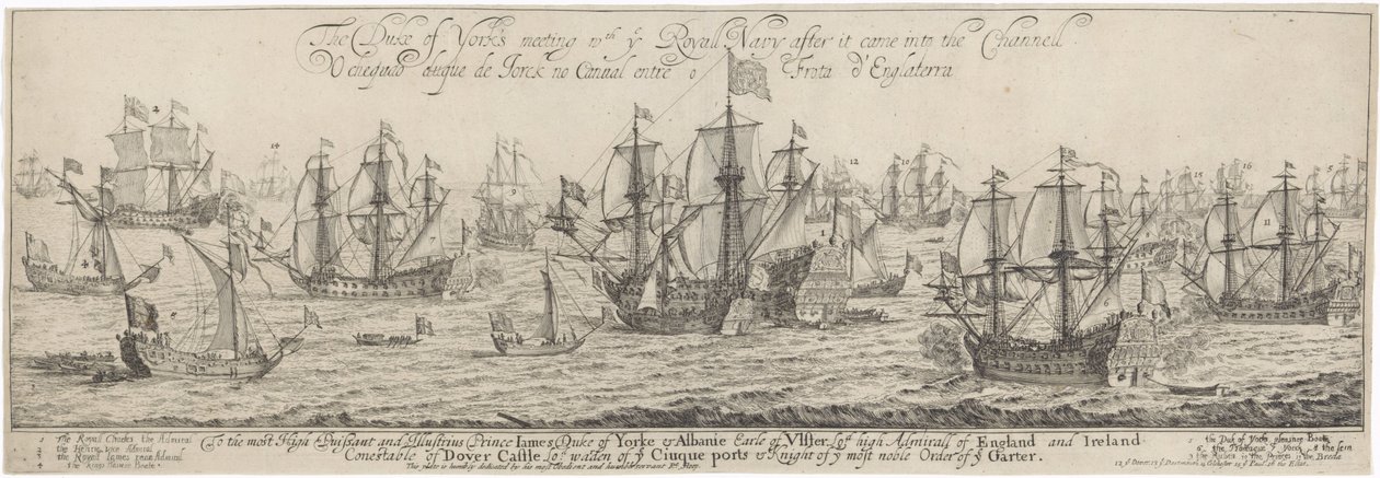 El duque de York saluda a la Marina Real en el Canal La reunión del duque de York con la Royall Navy después de entrar en el Channell / O cheqado duque de Jorck no Cannal entre o Frota d