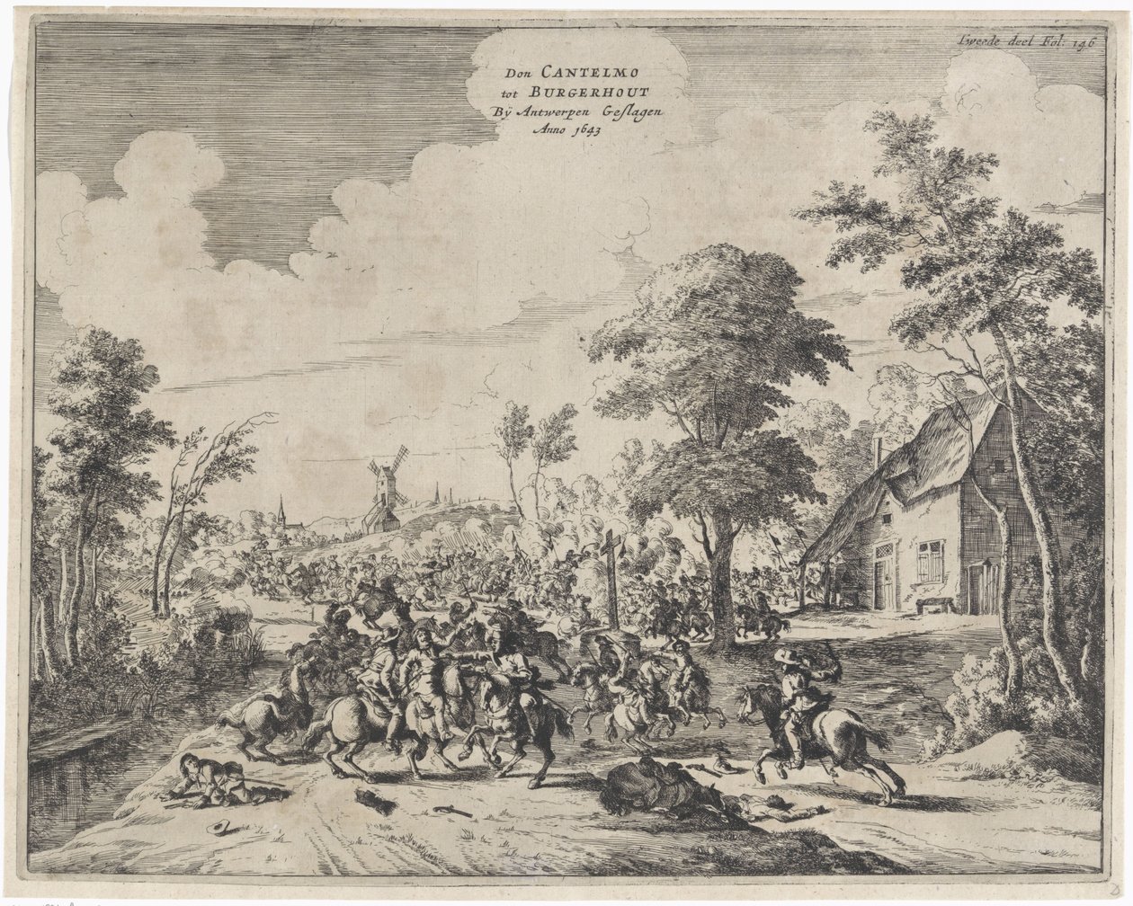 Españoles bajo Don Cantelmo derrotados en Borgerhout, 1643 Don Cantelmo tot Burgerhout By Antwerp Struck Anno 1643 (título sobre el objeto) de Dirk Stoop