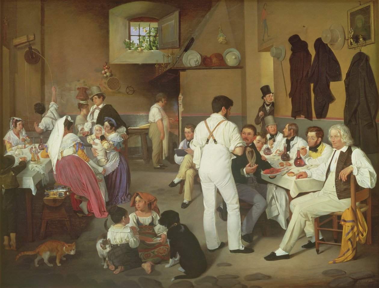 Artistas daneses en la Osteria la Gonsola, Roma, 1837 de Ditlev Conrad Blunck