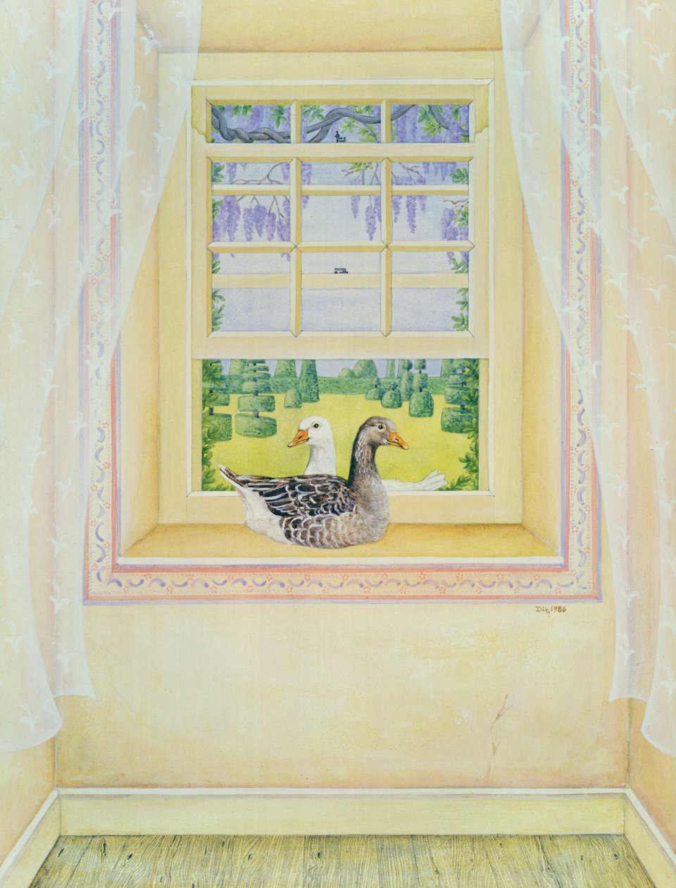 Gansos en la ventana de Ditz