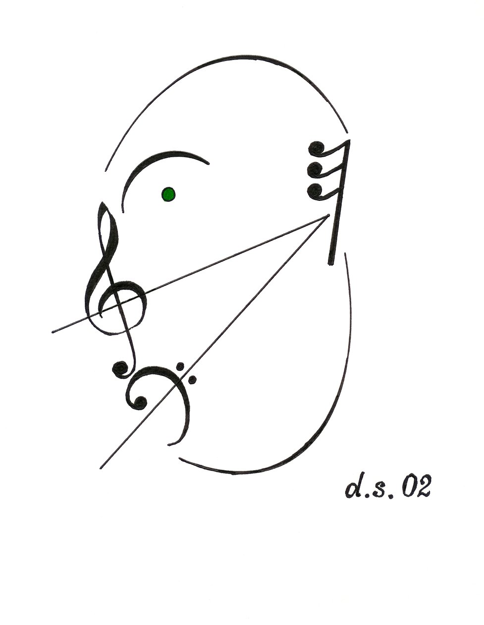 Cara de diminuendo: cara de canto dibujada utilizando el símbolo musical del diminuendo y otras notaciones musicales. de Dmitri Smirnov