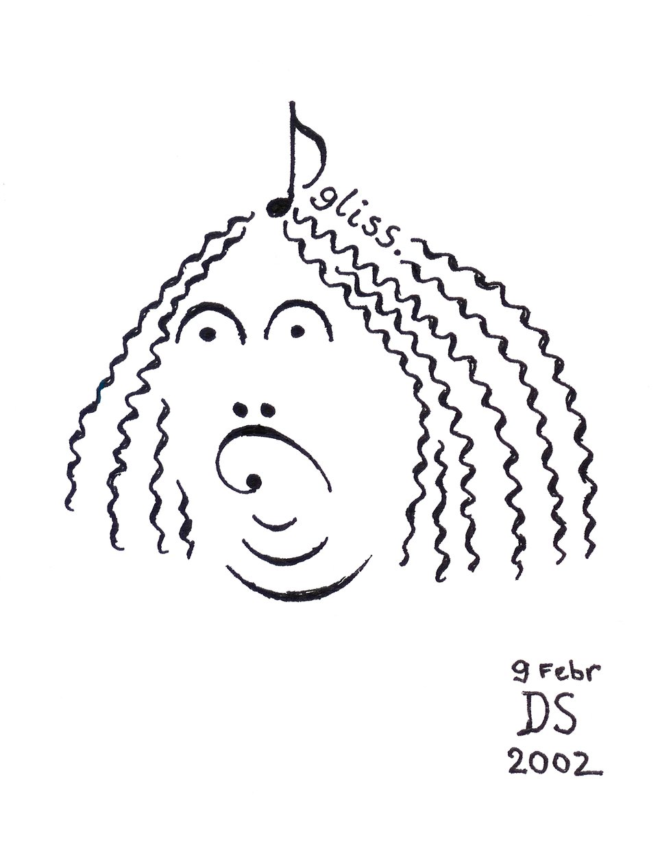 Glisstering Hair": un rostro dibujado con notación musical de Dmitri Smirnov