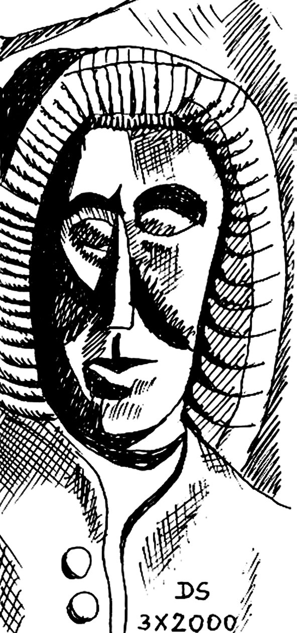 Johann Sebastian Bach - caricatura del compositor alemán de Dmitri Smirnov