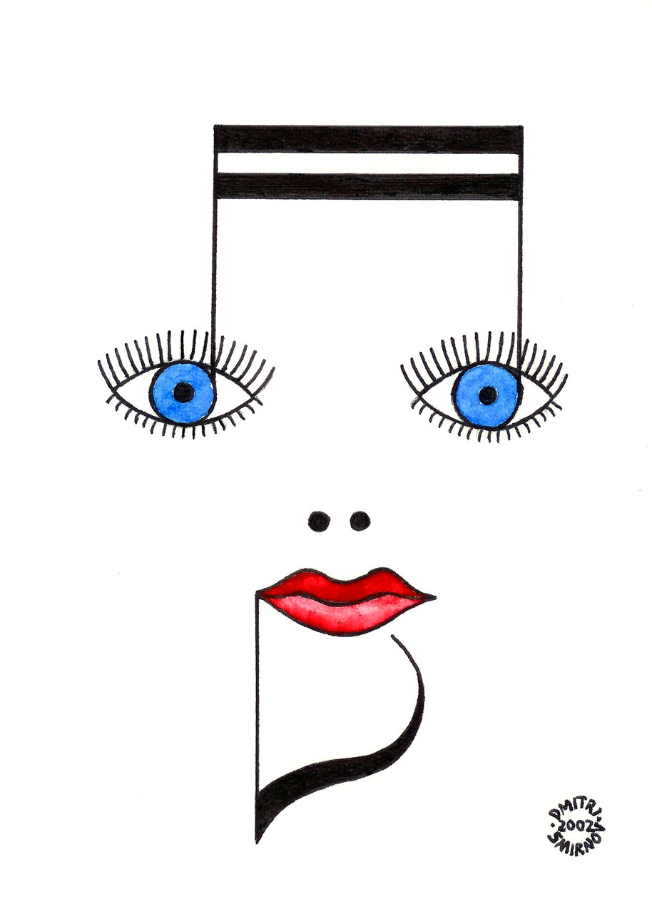 Rostro musical: rostro femenino dibujado con notación musical de Dmitri Smirnov