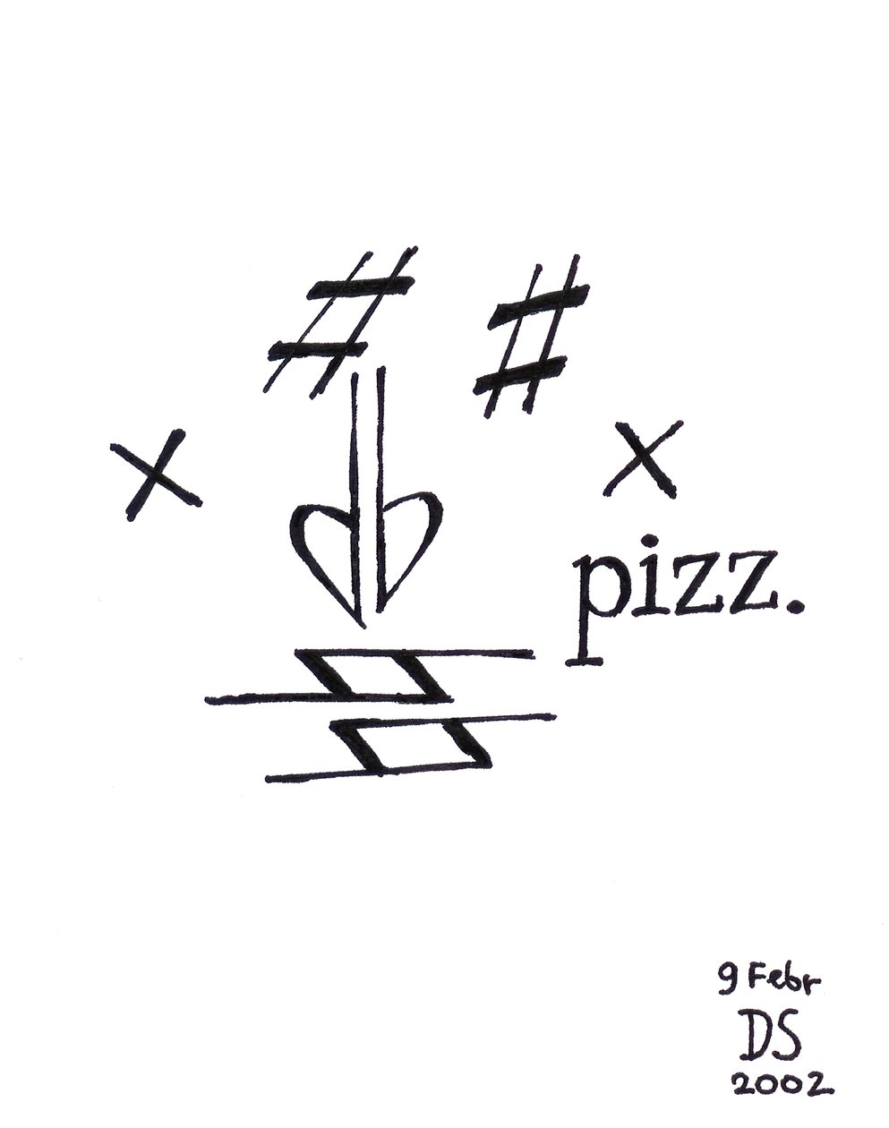 Cara pizzicato: cara dibujada mediante notación musical de Dmitri Smirnov