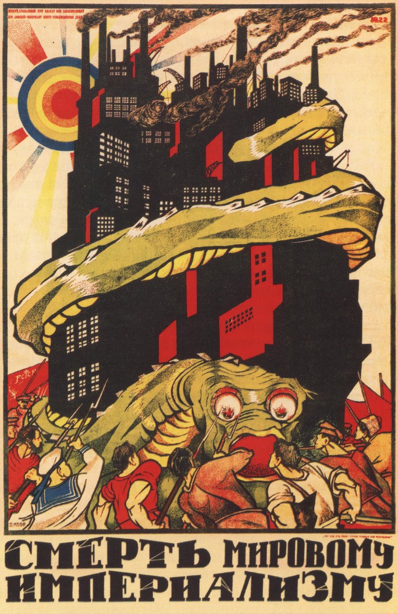 Póster por la muerte del imperialismo mundial, 1920 de Dmitriy Stakhievich Moor