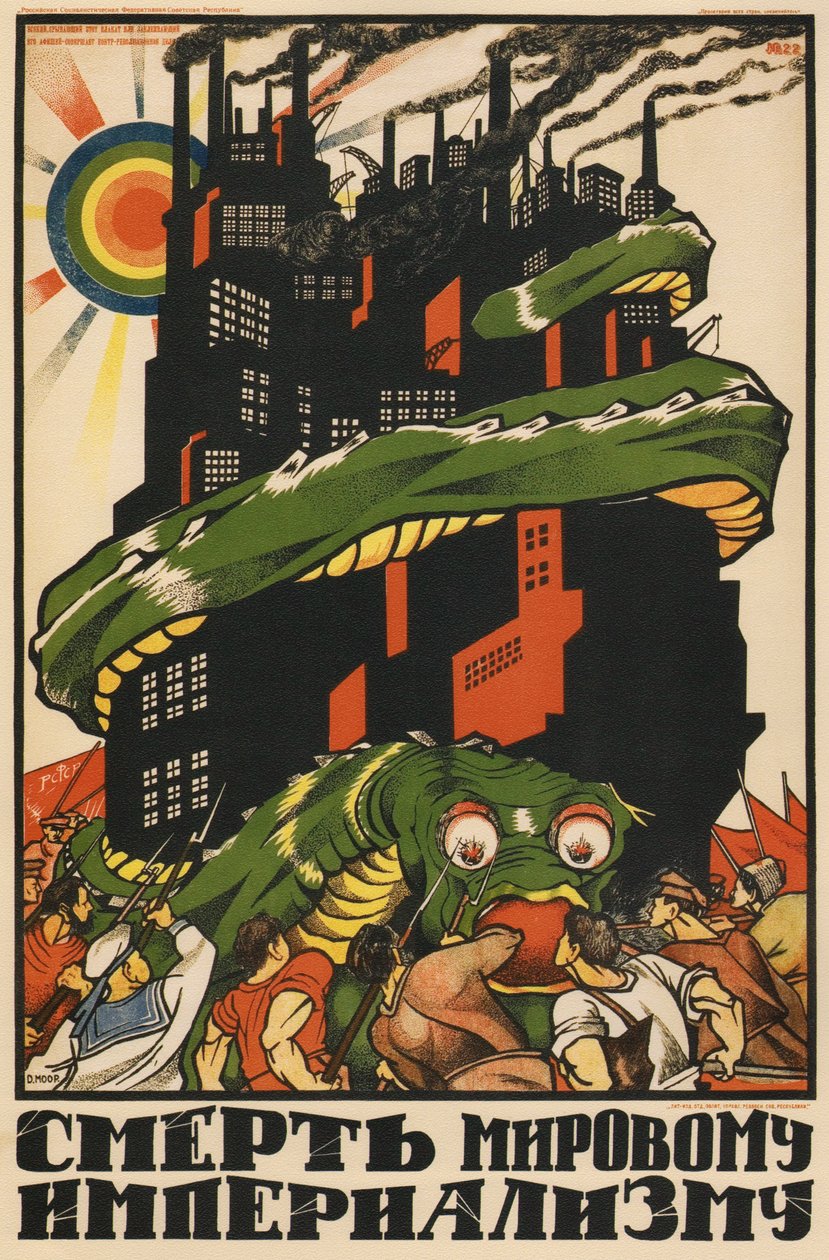 Por la muerte del imperialismo mundial, cartel, 1920 de Dmitriy Stakhievich Moor