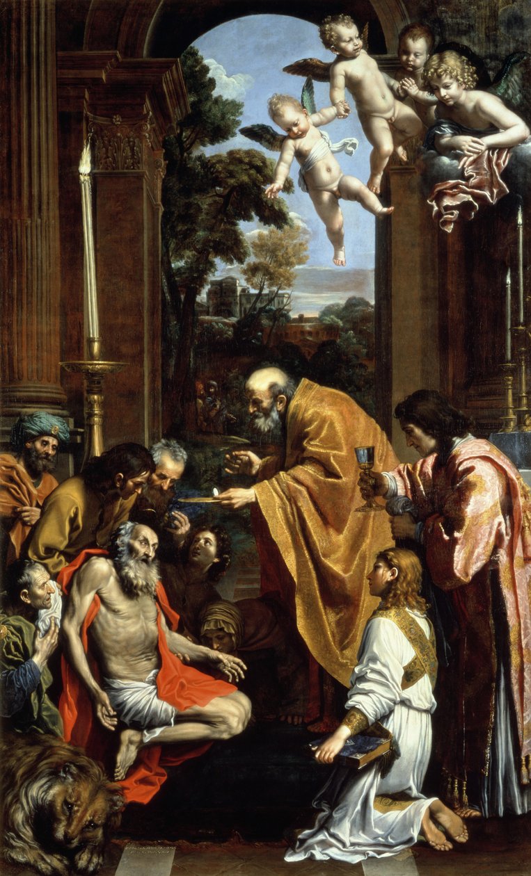 El último sacramento de San Jerónimo, 1614 de Domenichino