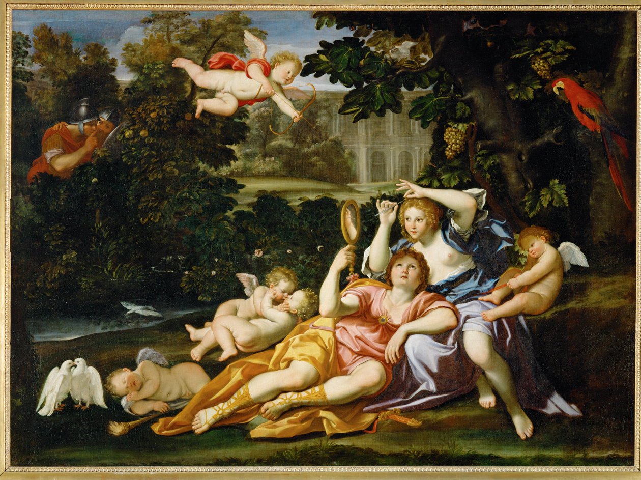 Renaud presenta un espejo a Armide - Rinaldo presenta ... de Domenichino (1581 1641)