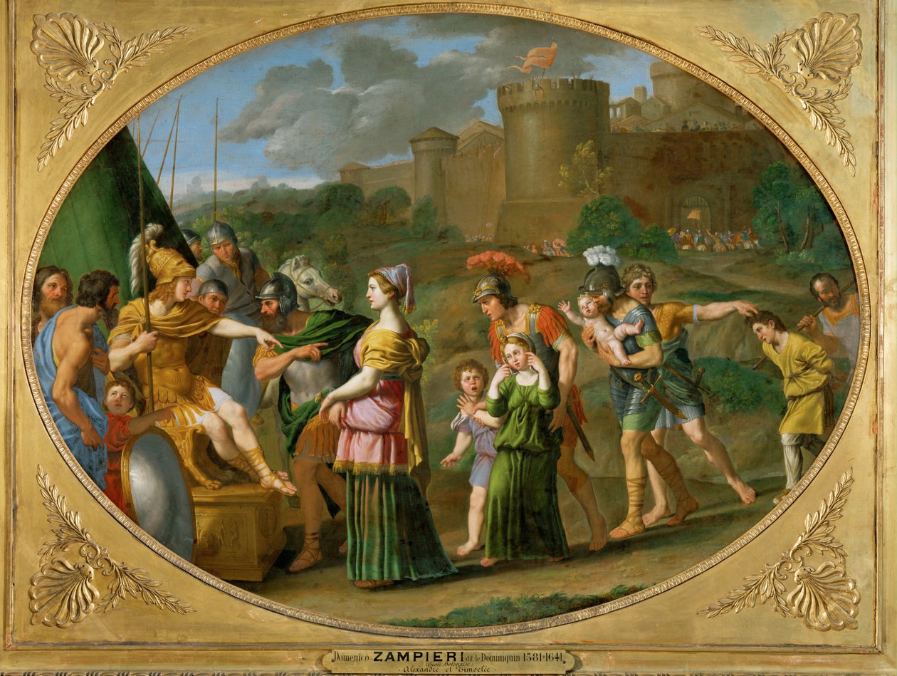 Timoclee captive amenee devant Alexandre - Timoclea es conducida ante Alejandro Magno como prisionera ... de Domenichino (1581 1641)