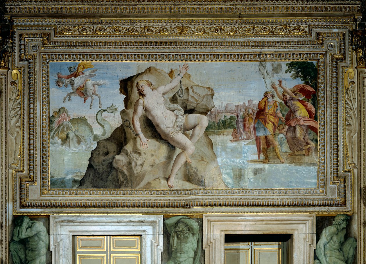 Andrómeda Ofrecida al Monstruo Marino es Liberada por Perseo de Domenichino