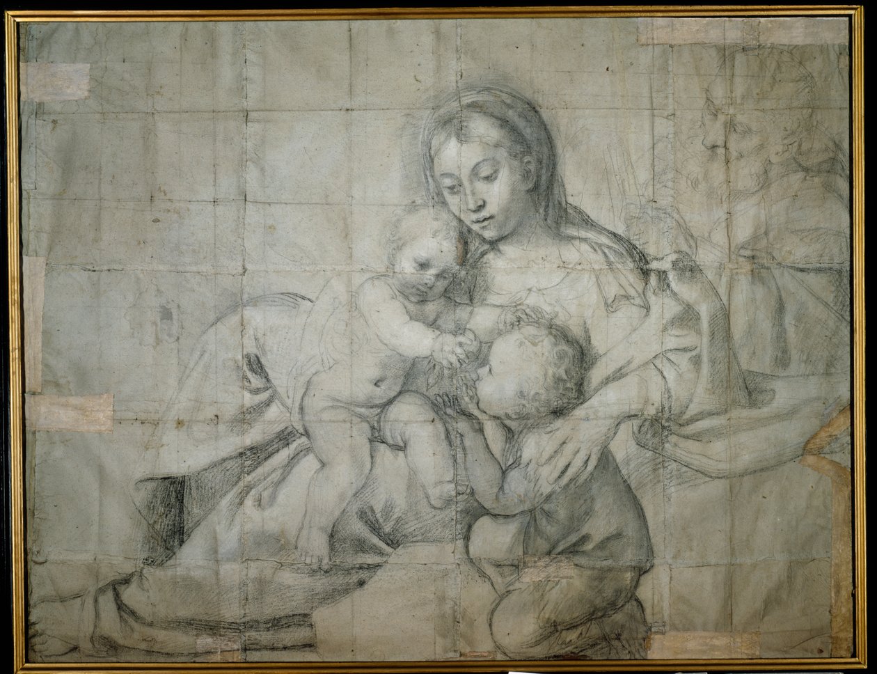 Sagrada Familia en Descanso con el Niño San Juan Bautista de Domenichino