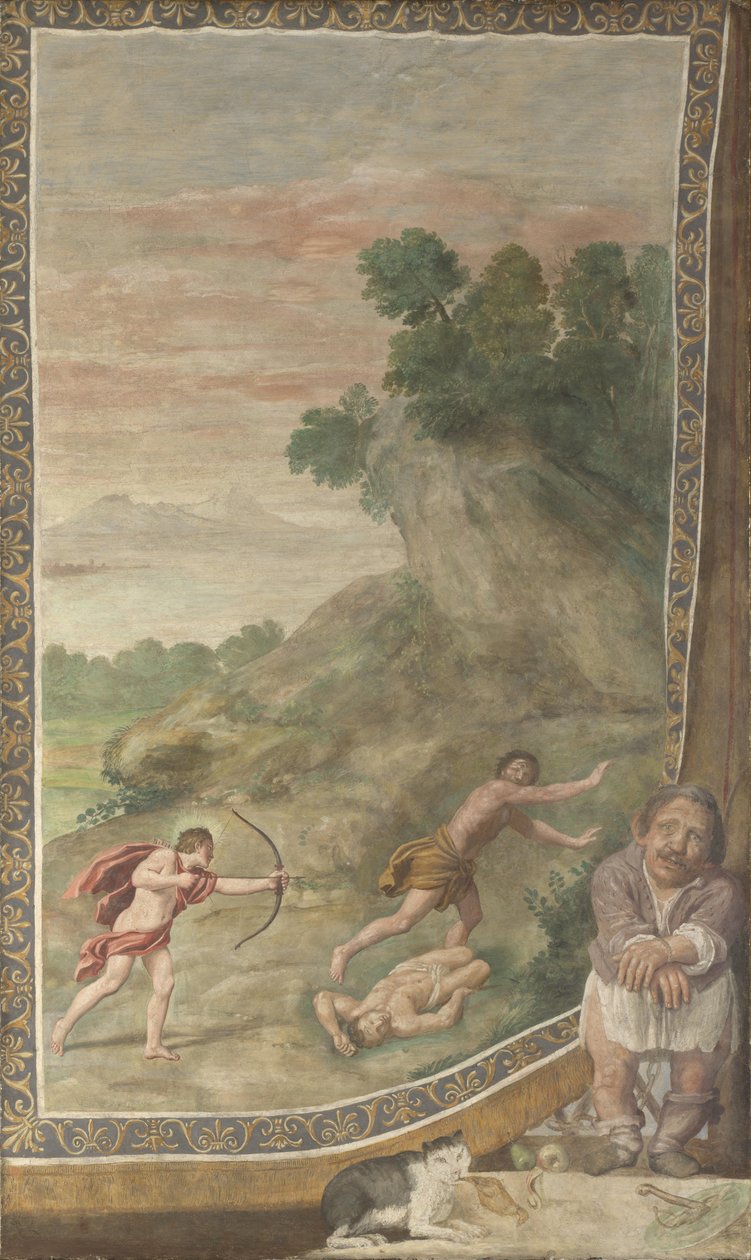 Apolo matando al cíclope Fresco de Villa Aldobrandini, 1617-1618 de Domenichino