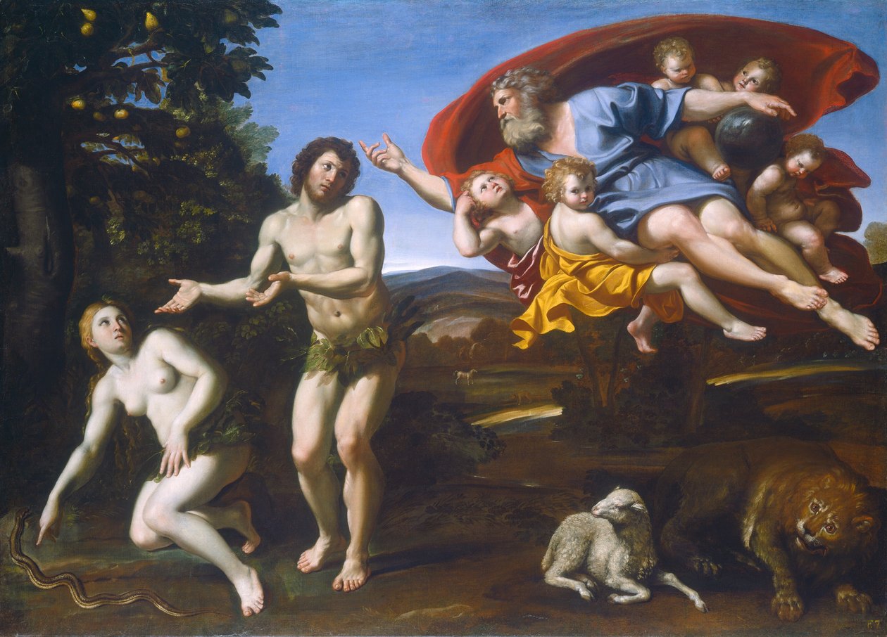 La reprensión de Adán y Eva de Domenichino