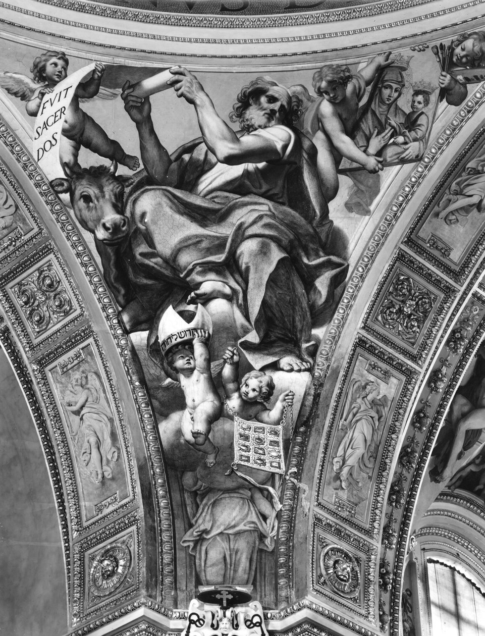 San Lucas, pechinas de la cúpula, 1623 de Domenichino