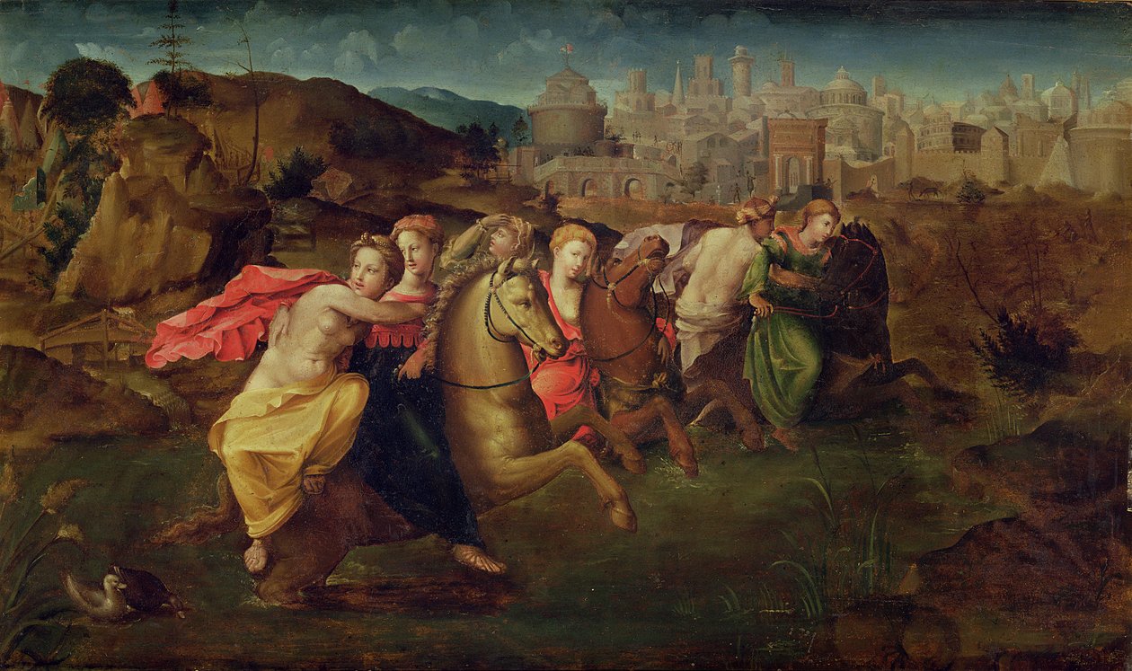 Cloelia y las vírgenes huyendo del campo de Porsenna, c.1530-35 de Domenico di Pace Beccafumi  